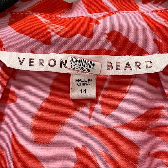 Veronica Beard Samy Silk Exaggerated Statement Puff Sleeve Shirt Dress Size 14 - Picture 15 of 16